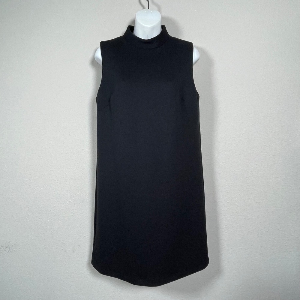 Ann Taylor Shift Dress Women 8 Black Workwear‎ Mod Sleeveless Office Minimalist